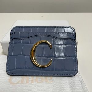 Chloé C Croc-Embossed Leather Card Holder